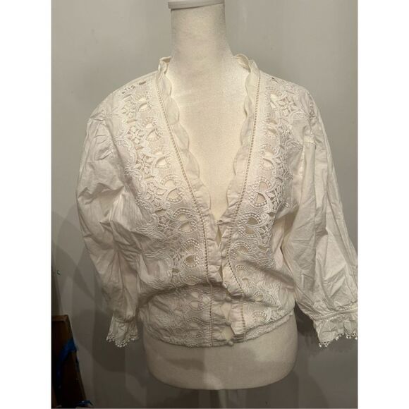 Free people Louella Embroidered Top size L - Picture 2 of 5